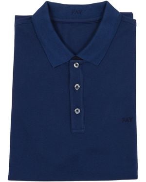 Fay Polo Db Collar Piquet Str. Zweifarbig - Blau