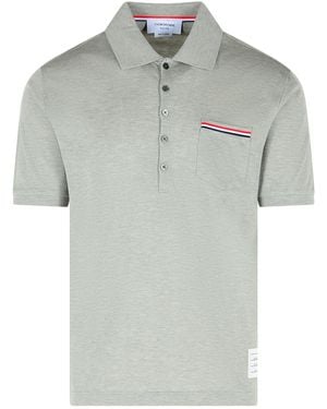 Thom Browne Gray Cotton Polo Shirt - Grijs
