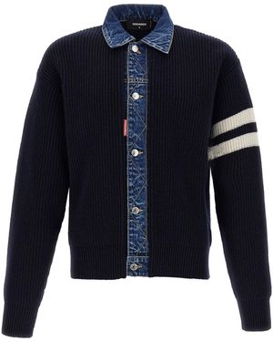 DSquared² Denim Mix' Cardigan - Blau