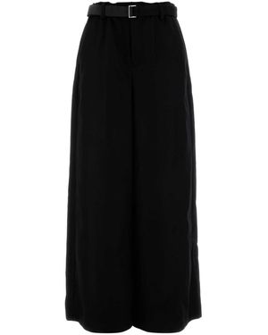 Sacai Black Wool Wide-leg Pant