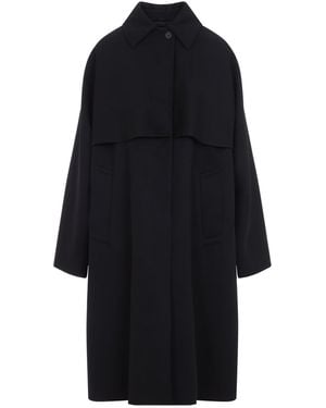 Jil Sander Oversized Wollen Cape-Trenchcoat - Zwart