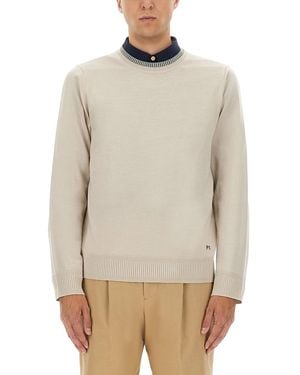 Paul Smith Shirt With Embroidered Logo - Natural