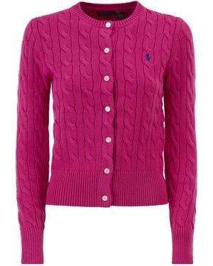 Polo Ralph Lauren Kabelgebreid Katoenen Vest Met Ronde Hals - Roze