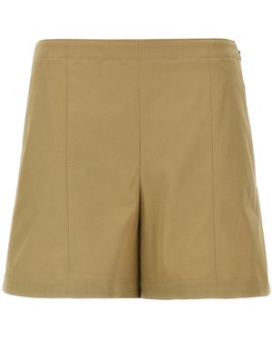 Theory High-Waisted Tailored Cotton Shorts - Natural