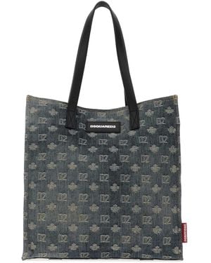 DSquared² Dsquared Embroidered Denim D2 Shopping Bag - Black