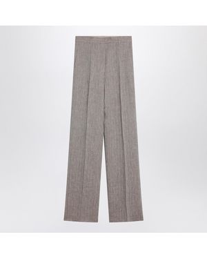 Max Mara Straight Linen Trousers - Grey