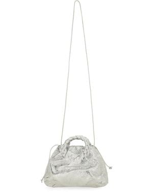 Hereu Bombon Crinkled Metallic" Leather Bag - White