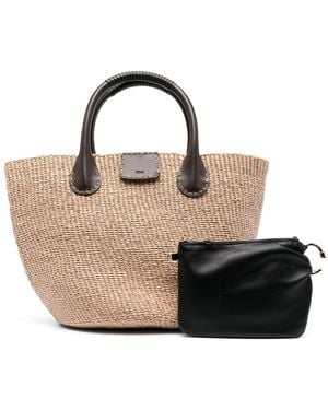 CHLOE X ERES Palma Raffia Shopping Bag - Black