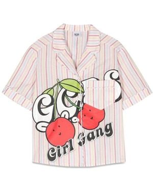 Gcds Shirt Striped Cotton - White