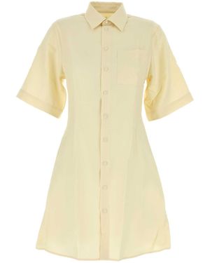 Ami Paris Ami Pastel Wool Shirt Dress - Yellow
