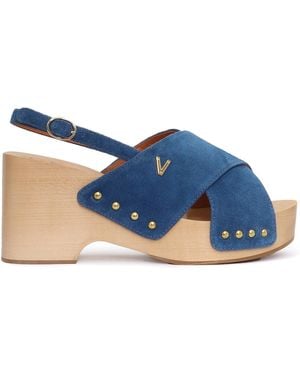Via Roma 15 Woven Sandal With A Heel - Blue