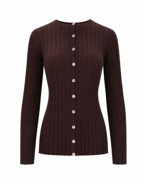 LA ROSE Cardigan Cachemire+Seta - Marron