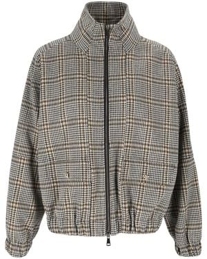 Fabiana Filippi Checked Jersey Relaxed Bomber Jacket - Gray