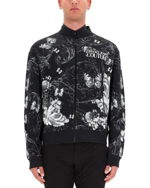 Versace Jeans Couture Floral Butterfly Cotton Fleece Bomber Jacket - Grey
