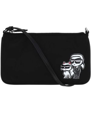 Karl Lagerfeld Black Nylon Shouder Bag - Zwart
