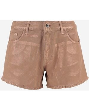 DON'T @ ME Cotton Shorts With Fringed Hem - Natural