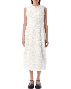 Comme des Garçons Floral-Appliqué Midi Dress - Weiß