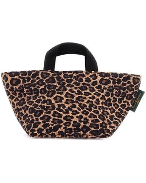 Herve Chapelier Small Printed Nylon Tote -Tasche - Braun
