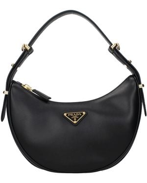 Prada Arqué Leather Handbags - Black