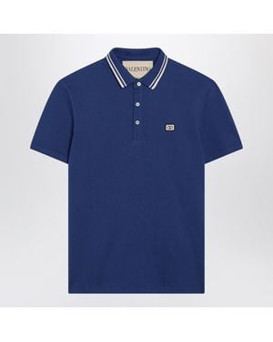Valentino Polo Shirt With Vlogo Patch - Blue