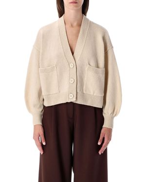 Sessun Cropped Wool Cardigan With Patch Pockets - Natural