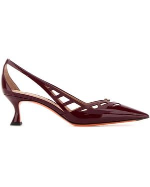 Santoni Burgundy Leather Stella Pumps - Pink