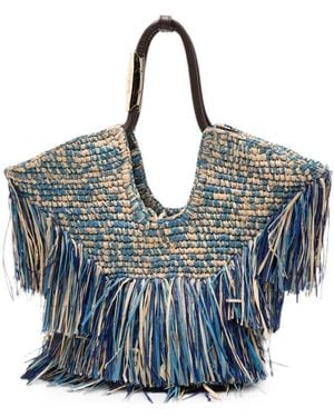Zimmermann Goldentime Small Rafia Tote - Blue