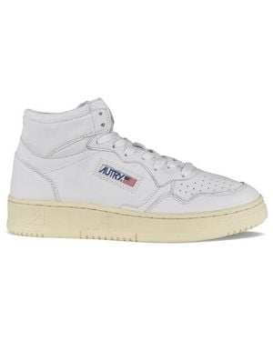 Autry Medalist Mid-Top Leather Trainers - White