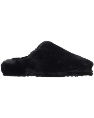 LA ROSE Furry Indoor Slippers - Black