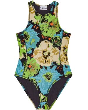 Ganni Body Mit Blumen-Print - Grün
