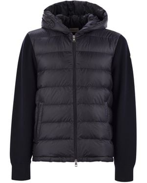 Moncler Padded Wool Sweatshirt With Hood And Zip - Black