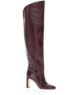 Stuart Weitzman Leather Over The Knee Boots Babette - Purple