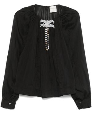 Forte Forte Bestickte Bluse - Schwarz