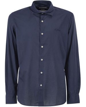 MC2 Saint Barth Cotton Poplin Shirt With Embroidered Logo - Blue