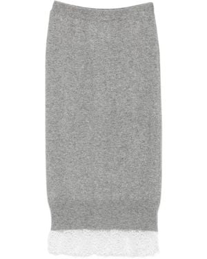 Ermanno Scervino Cashmere Midi Skirt - Grey