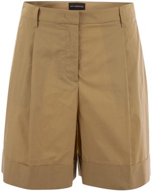 MVP WARDROBE Cotton Shorts With Darts - Natural