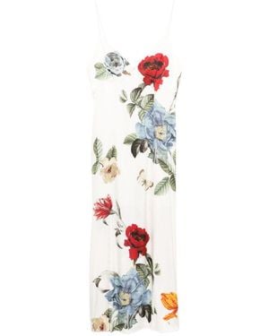 Alice + Olivia Bunte Seiden- Und Nylonkleid - Weiß