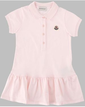 Moncler Girls' 100% Cotton Dress With Tiered Skirt - Pink