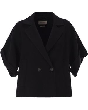 Weekend by Maxmara Wkdneo Virgin Wool Double Breasted Jacket With A Boxy Silhouette - Blue