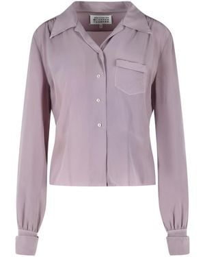 Maison Margiela Lilac Long-Sleeved Silk Shirt - Purple