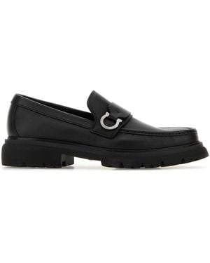 Ferragamo Leather Andover Loafers - Black