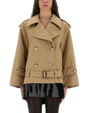 Self-Portrait Double-Breasted Trench Jacket - Natural