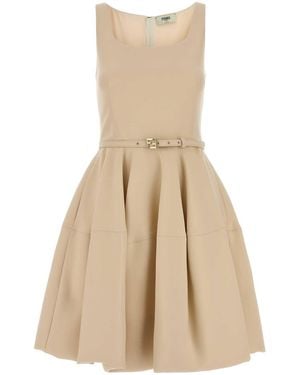 Fendi Cream Wool Blend Dress - Natural