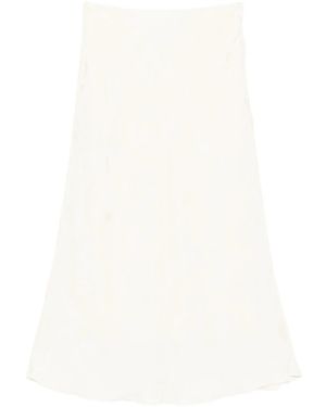 forte_forte Kräftiger, kräftiger, langer Rock mit krummem, fließendem Jaquard-Blumenstrauß - Weiß