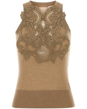 Ermanno Scervino Top Con Pizzo - Natural