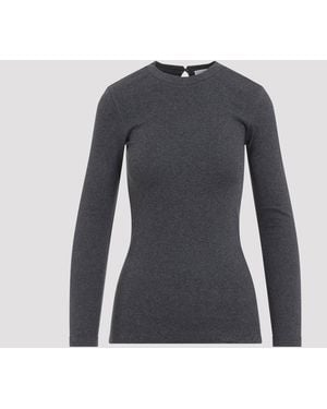 Brunello Cucinelli L/s Geribbeld T-shirt - Zwart
