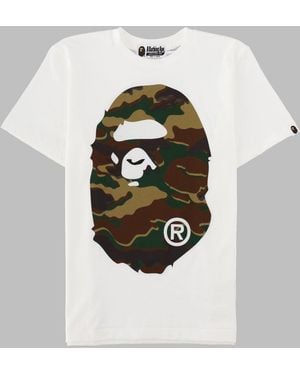 A Bathing Ape T Shirt Con Logo "Big Ape" E Stampa Mimetica - White