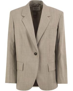 Weekend by Maxmara Wkdattila Single Breasted Pure Virgin Wool Blazer - Natural