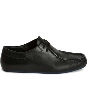 Jil Sander Lace Up Loafers With Piping - Black