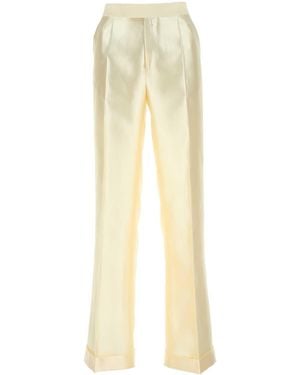 Maison Margiela Ivory Viscosa Blend Wide Leg Pant - White